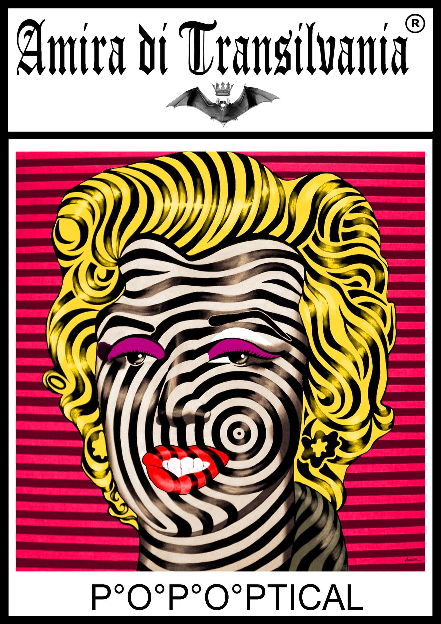 Marilyn Monroe ritratto pop art optical art a righe