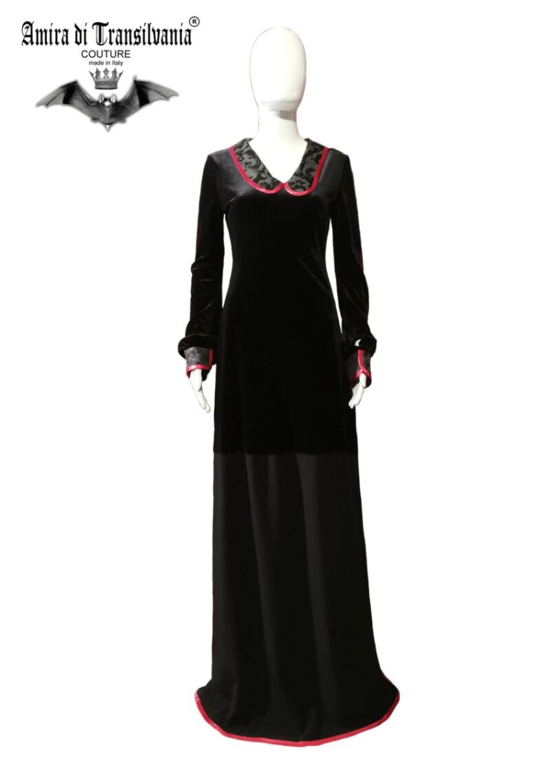 Abito couture in velluto e brocart