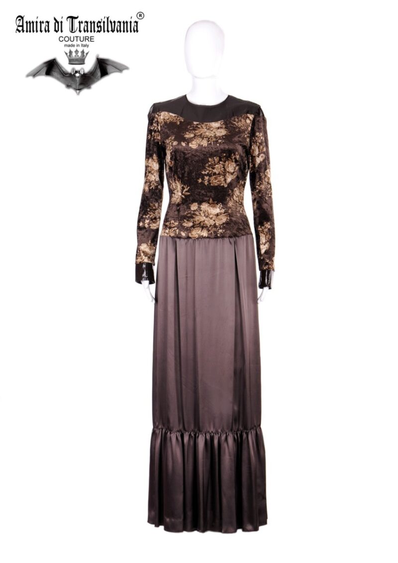 Abito couture in velluto e raso
