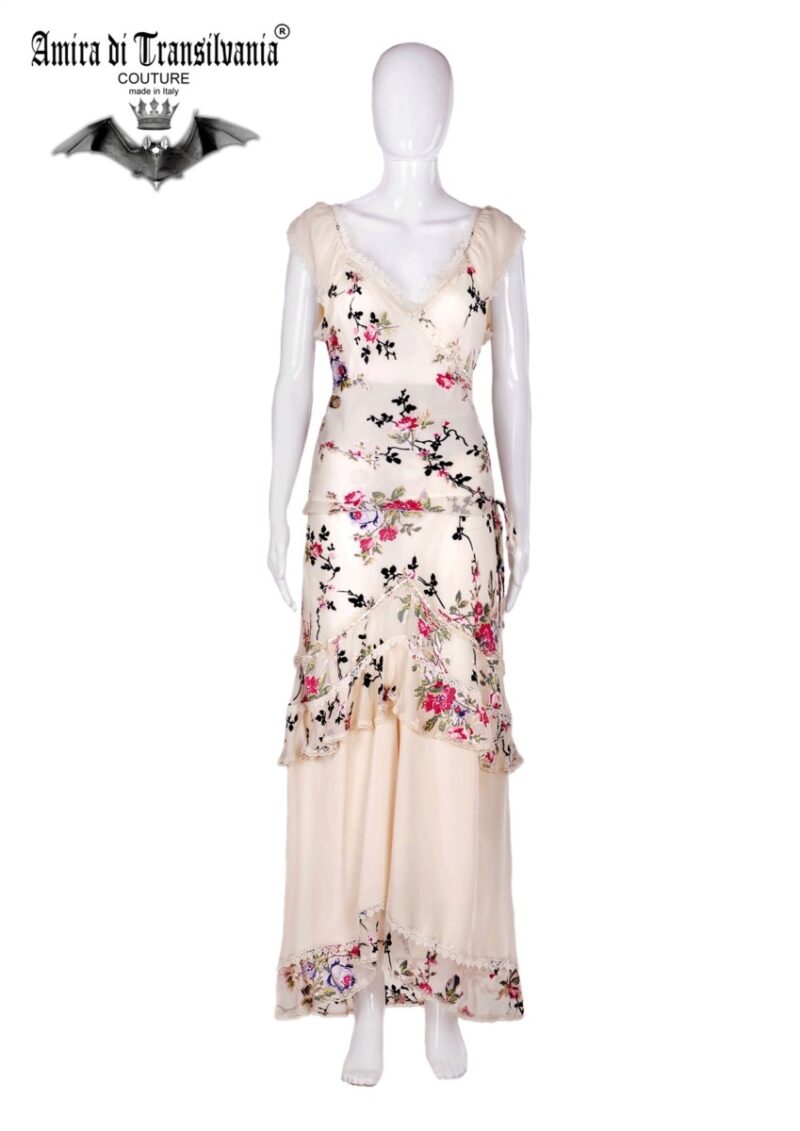 Completo in seta fantasia floreale