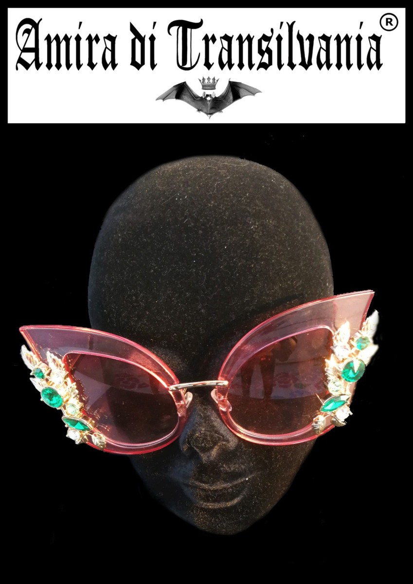 Occhiali di sole Farfalla rosa e strass Occhiali di sole Farfalla rosa e strass
